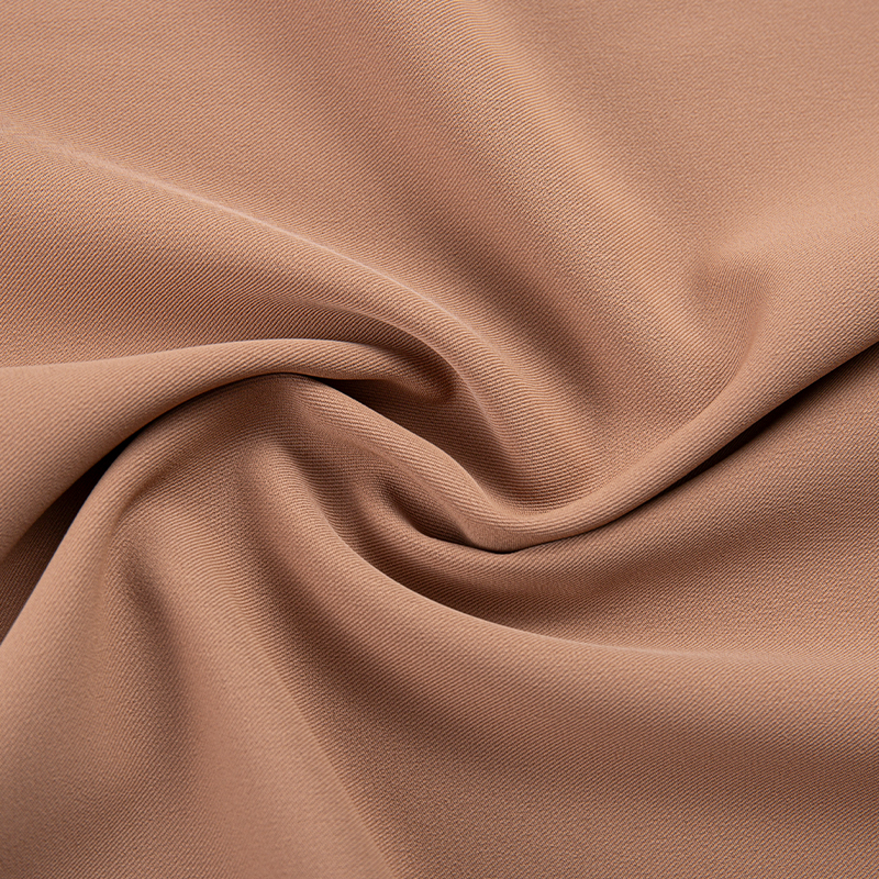DS347 220GSM Hellbraun Hochelastischer Anti-Falten-Hautfreundlicher, mattierter 3/1-Faden-Polyester-Spandex-4-Wege-Stretchstoff